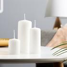 Набор свечей - цилиндров, набор 3 шт, белая (4х5 см, 4х9 см, 5х11,5 см) - Фото 1