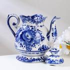 Чайник гжель «Очарование», бело-синий,керамика, - Фото 3