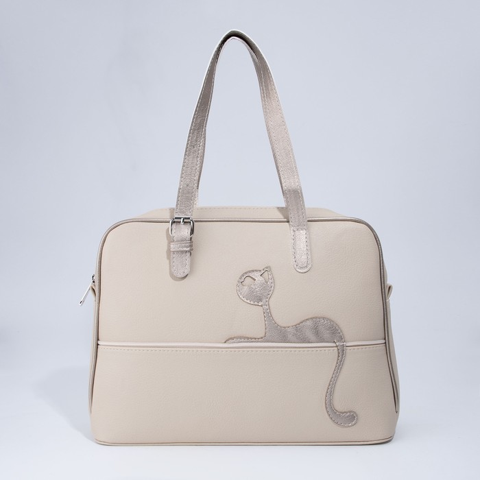 Сумка-тоут на молнии, цвет бежевый - Фото 1