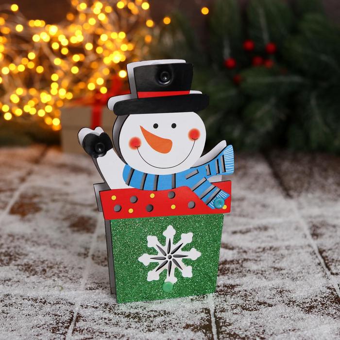Украшение ёлочное "Снеговик - подарок" 9,5х17 см - Фото 1