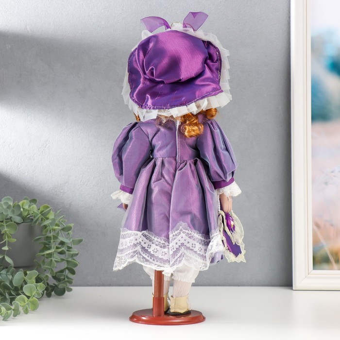 Кукла коллекционная керамика "Малышка Лида в фиолетовом платьице" 40 см 50541