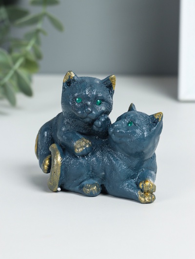 Фигурка гипс «Кошачья дружба», серо-голубой, 9×5.5×7 см