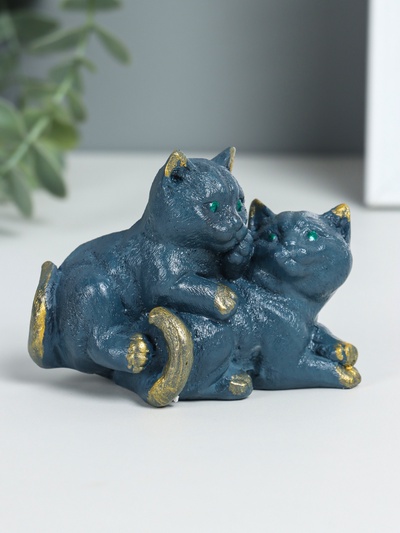 Фигурка гипс «Кошачья дружба», серо-голубой, 9×5.5×7 см