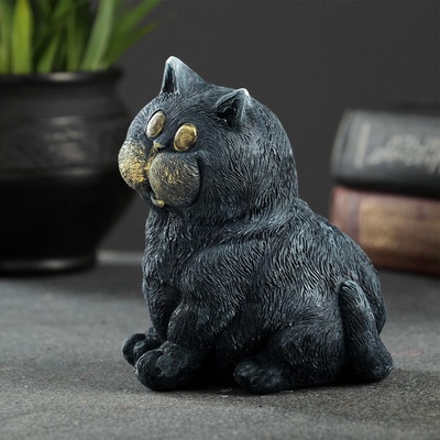 Фигурка гипс «Кот сидит», серо-голубой, 10×9×11 см