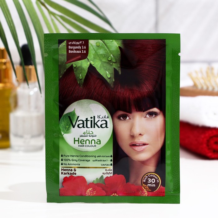 Хна для волос Vatika Henna Hair Colours Burgundy, 6 шт. по 10 г 23574