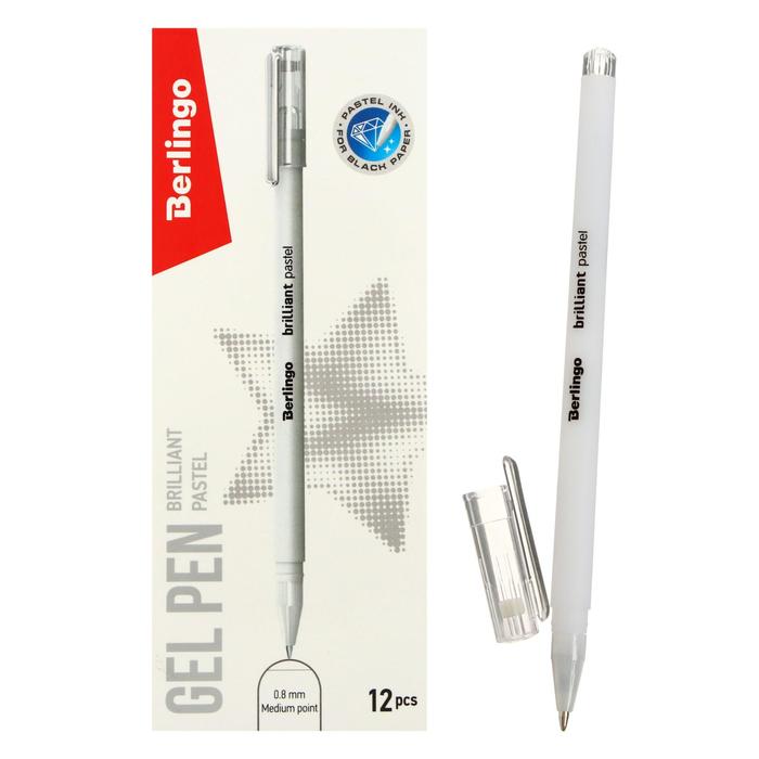 Ручка гелевая Berlingo Brilliant Pastel, 0,8 мм, пастель белая - Фото 1
