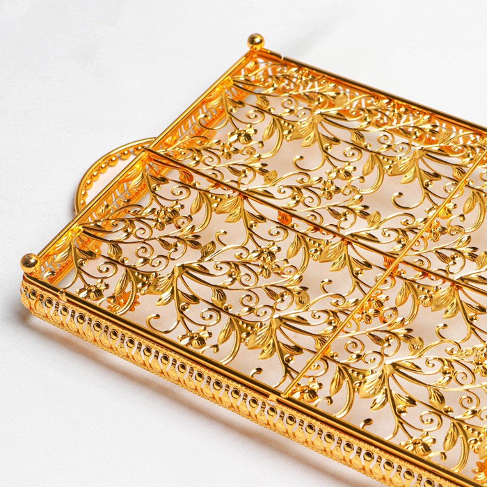 Подставка для десертов прямоугольная «Букет», 47×25×5 см, цвет золотой - фото 1886667210