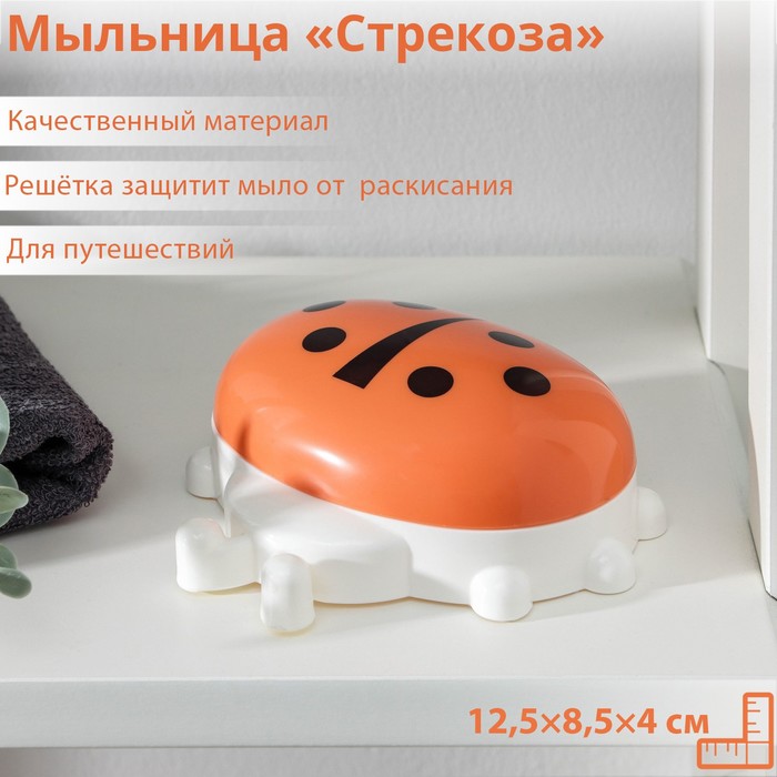 Мыльница пластиковая «Стрекоза», 12,5×8,5×4 см, цвет МИКС