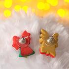 Серьги «Новогодние» игрушки, олень и колокольчик, цвет коричнево-зелёный - Фото 2