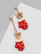 Серьги висячие «Новогодние», варежки, красно-белые в золоте - Фото 2