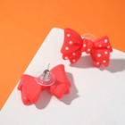 Серьги пластик «Бантики» милота, цвет красно-белый - фото 24507310