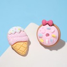 Серьги пластик «Вкусности» пончик с мороженым, цвет бело-розовый - фото 6451907