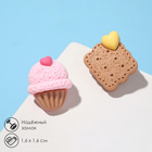 Серьги пластик "Вкусности" печенька с мороженым, цвет бежево-розовый - фото 774935
