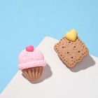 Серьги пластик «Вкусности» печенька с мороженым, цвет бежево-розовый - Фото 2