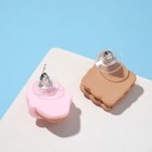 Серьги пластик «Вкусности» печенька с мороженым, цвет бежево-розовый - фото 7106366