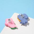 Серьги пластик «Вкусности» динозаврик и цветочек, цвет сине-розовый - фото 6451910