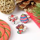 Набор колец детских новогодних (3шт) Выбражулька "Сказка" подарок, форма МИКС, цветной, безразмерное - фото 25599796