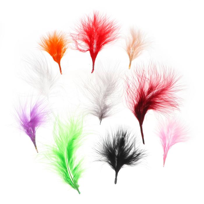 Набор перьев для декора, набор 10 шт., размер 1 шт: 7×7 см, цвета МИКС - Фото 1