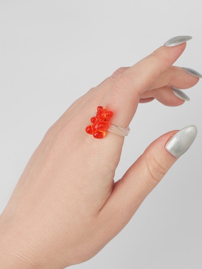 Кольцо «Мармеладный мишка», цвет красный, размер 17