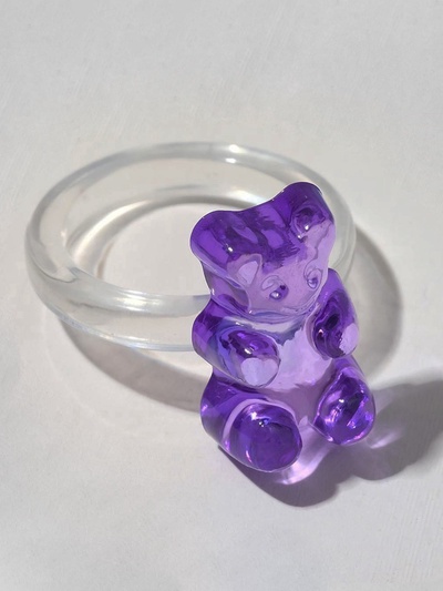 Кольцо «Мармеладный мишка», цвет фиолетовый, размер 17