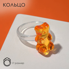 Кольцо «Мармеладный мишка», цвет оранжевый, размер 17 - фото 6452051
