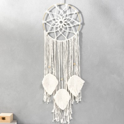 Ловец снов амулет «Макраме - Цветок и три листочка», 97×25 см