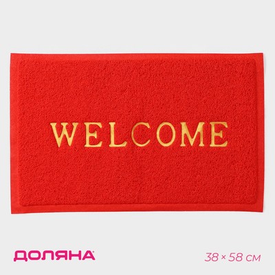 Коврик придверный грязезащитный Доляна Welcome, 38×58 см, цвет МИКС