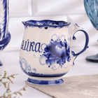 Кружка гжель «Утро хозяйка», бело-синий,керамика, - Фото 3