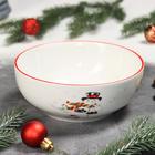 Салатник Доляна «Снеговик со зверятами», 580 мл, d=15 см, цвет белый - Фото 2