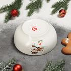 Салатник Доляна «Снеговик со зверятами», 580 мл, d=15 см, цвет белый - Фото 4