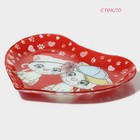 Блюдо сервировочное Доляна «Сердце. Котики», 25×21×2.3 см, стекло, красное - Фото 2