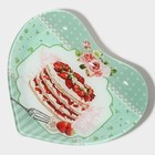 Блюдо стеклянное сервировочное Доляна «Сердце. Сладости», 25,5×21,8×2,6 см - фото 4330528