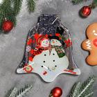 Блюдо стеклянное сервировочное Доляна «Колокольчик. Пара снеговиков», 18×17 см - фото 53923603