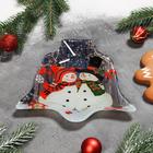 Блюдо стеклянное сервировочное Доляна «Колокольчик. Пара снеговиков», 18×17 см - фото 53923604