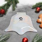 Блюдо стеклянное сервировочное Доляна «Колокольчик. Пара снеговиков», 18×17 см - фото 53923605