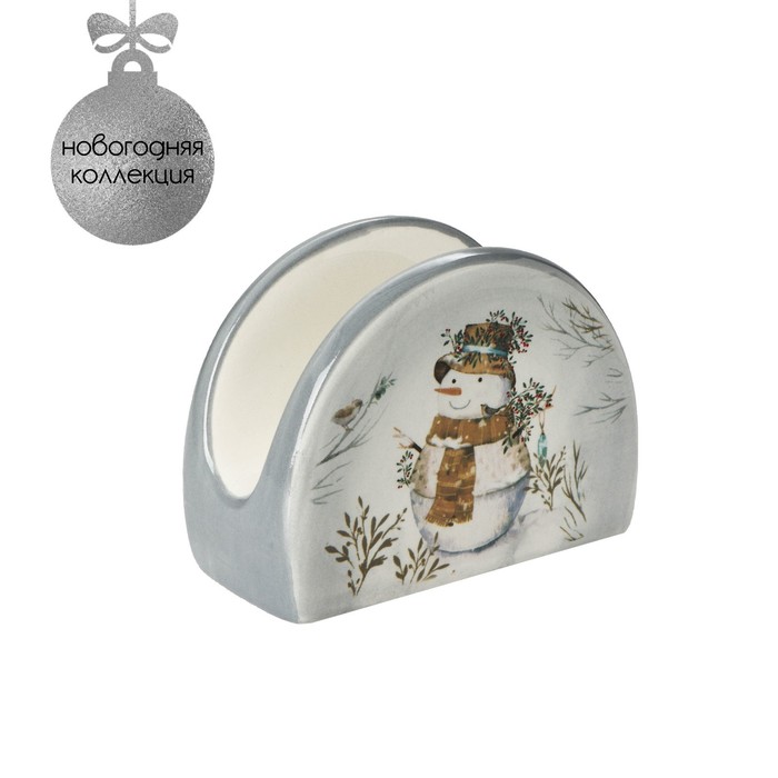 Салфетница Доляна «Рождественский снеговик», 9,5×4,5×7 см - Фото 1