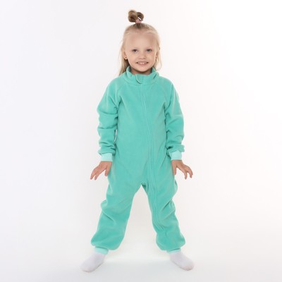 Комбинезон детский флисовый, бирюзовый, рост 104-110 см