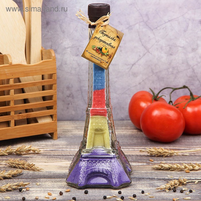 Бутылка декоративная для кухни «Эйфелева башня» h=23,5 см - Фото 1