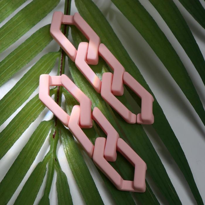 Серьги пластик «Цепь» фьюче, цвет светло-розовый - Фото 1