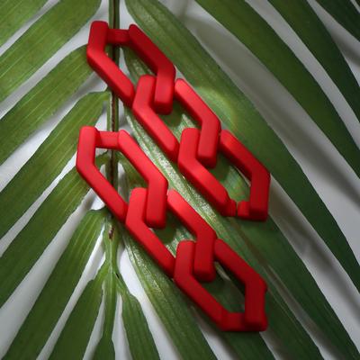 Серьги пластик «Цепь» фьюче, цвет красный