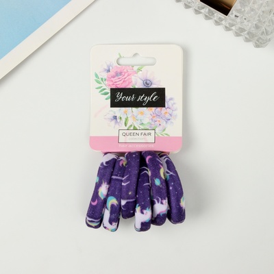 Резинки для волос «Лина», набор 6 шт., сказочный принт, 4 см, МИКС