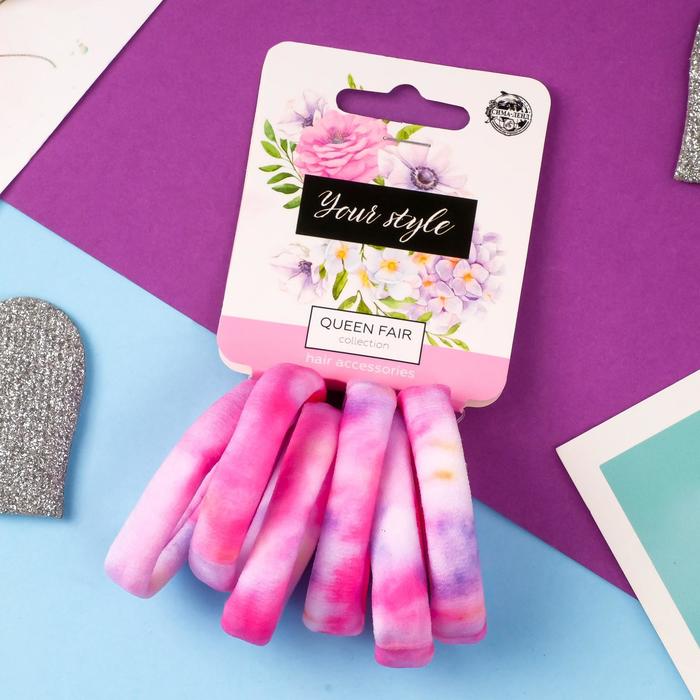 Резинки для волос «Лина», набор 6 шт., градиент, 4 см, МИКС - Фото 1