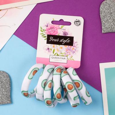 Резинки для волос «Лина», набор 6 шт., авокадики лето, 4 см, МИКС