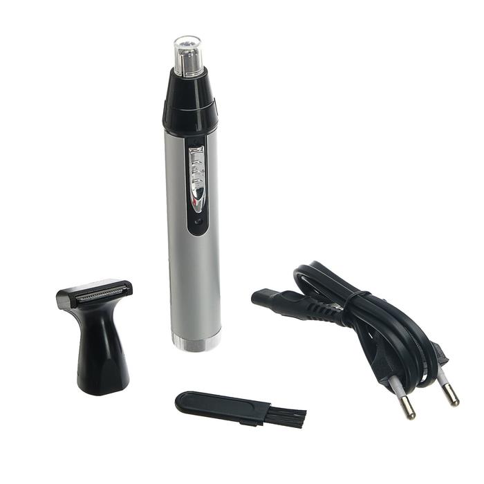 УЦЕНКА Триммер для волос Luazon LTRI-09, для носа и ушей, 2 насадки, АКБ, серый - Фото 1