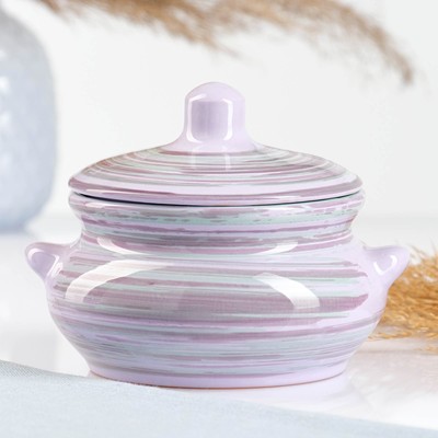 Горшочек для запекания Борисовская керамика «Лаванда», 500 мл, 13×9.5 см, сиреневый