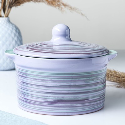 Кастрюля Борисовская керамика «Лаванда», 1 л, 15×13 см, сиреневая