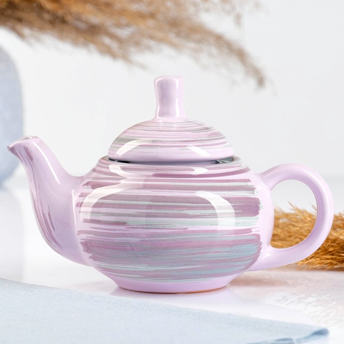 Заварочный чайник Борисовская керамика «Лаванда», 400 мл, 12×10.5 см, розовый - Фото 1