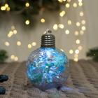 Шар пластик свет d-8 см "Пора чудес" грани переливы, прозрачный - фото 30304294