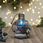 Ёлочный шар «Пора чудес. Веточки», светящийся, пластиковый, d=8 см, прозрачный 6949453