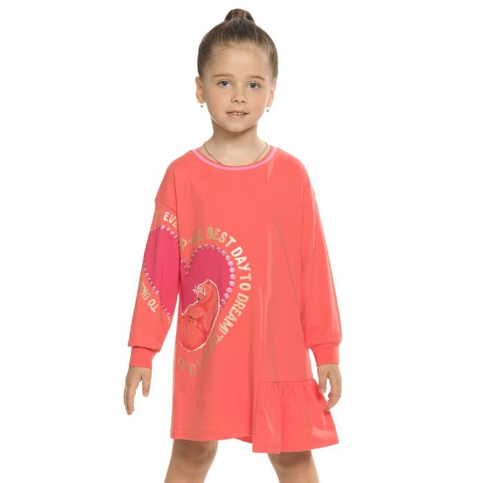 Платье для девочек, рост 86 см, цвет коралловый - Фото 1